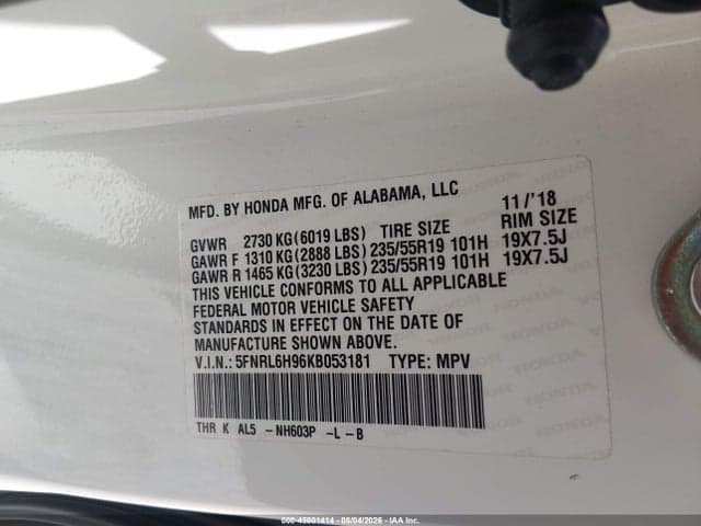 2019 HONDA ODYSSEY ELITE 9