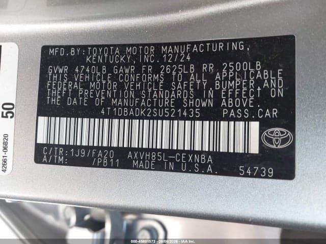 2025 TOYOTA CAMRY LE 9