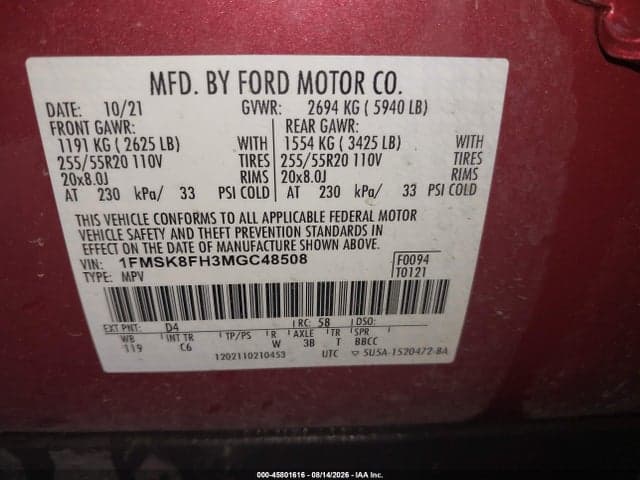 2021 FORD EXPLORER LIMITED 9