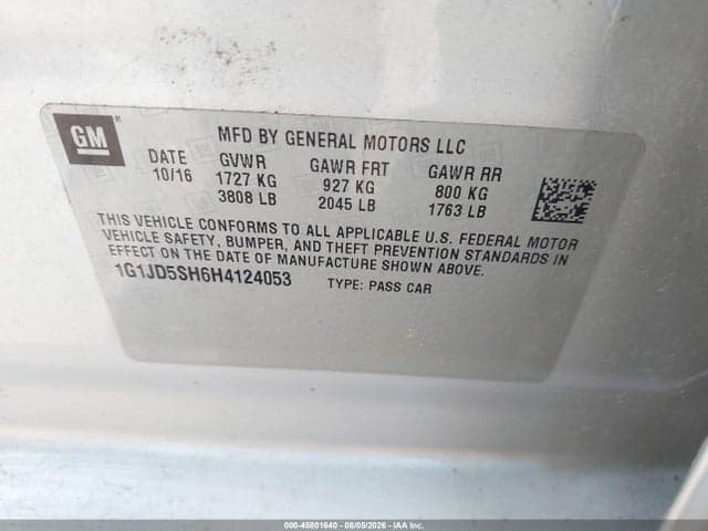 2017 CHEVROLET SONIC LT AUTO 9