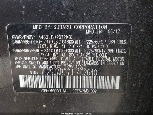 2018 SUBARU FORESTER 2.5I 9