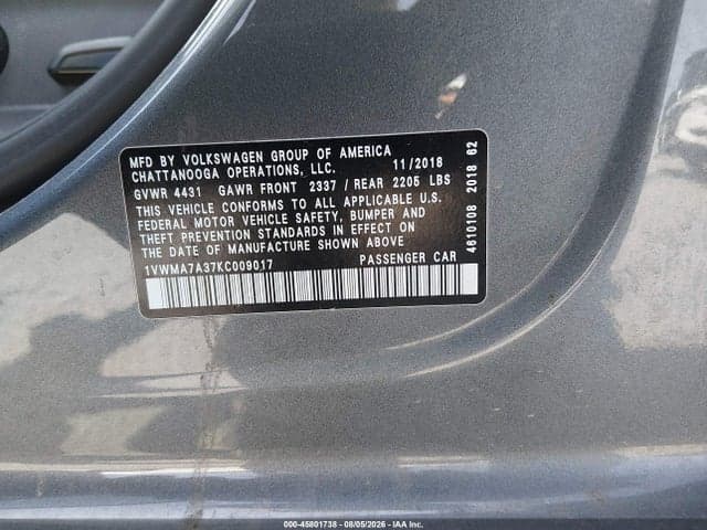 2019 VOLKSWAGEN PASSAT 2.0T SE R-LINE 9