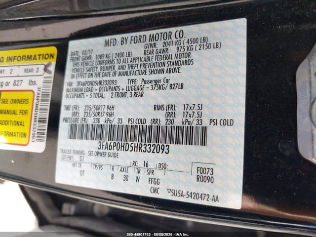 2017 FORD FUSION SE 9