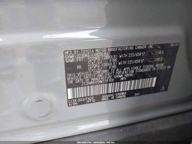 2021 TOYOTA RAV4 HYBRID XLE 9