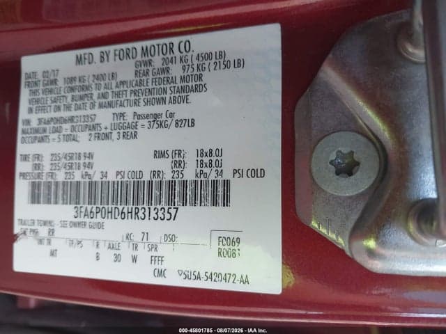 2017 FORD FUSION SE 9