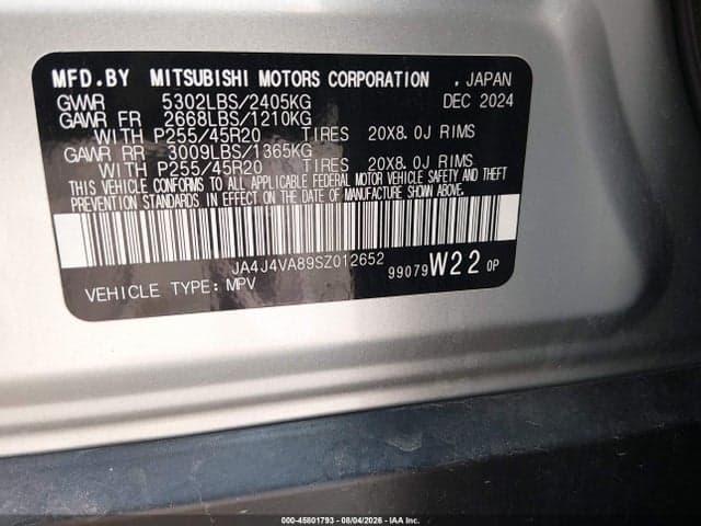 2025 MITSUBISHI OUTLANDER SE 2.5 S-AWC/TRAIL EDITION S-AWC 9