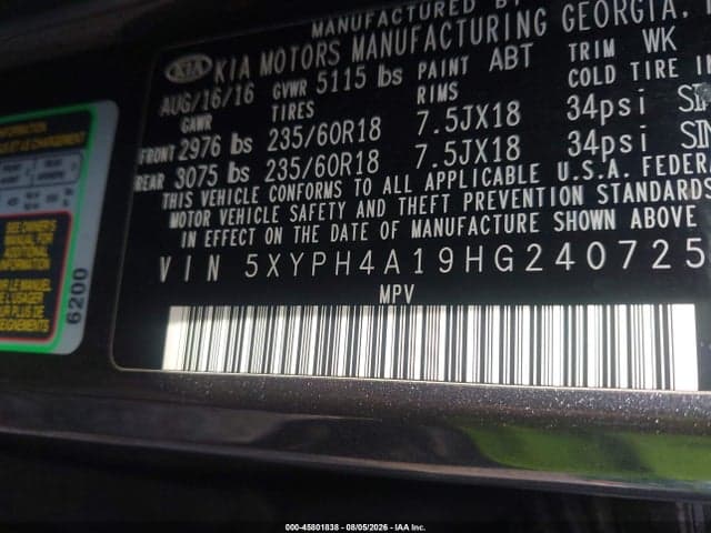 2017 KIA SORENTO 2.0T EX 9
