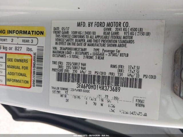 2017 FORD FUSION SE 9