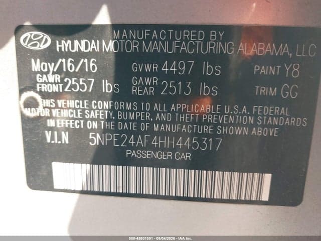 2017 HYUNDAI SONATA 9