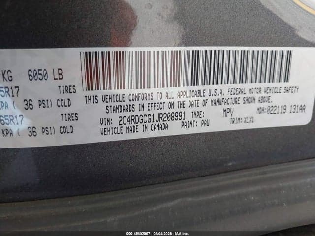 2018 DODGE GRAND CARAVAN SXT 9