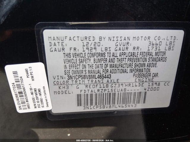 2021 NISSAN KICKS S XTRONIC CVT 9