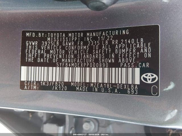 2023 TOYOTA COROLLA LE 9