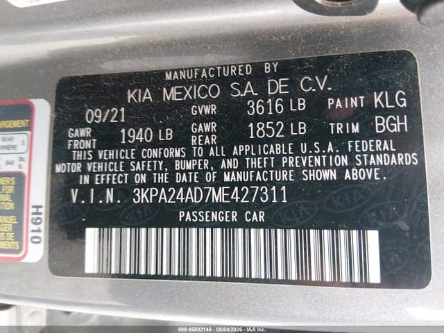 2021 KIA RIO S 9