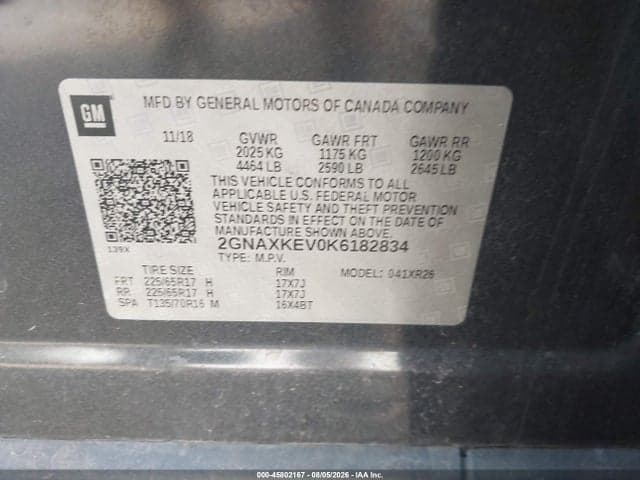 2019 CHEVROLET EQUINOX LT 9