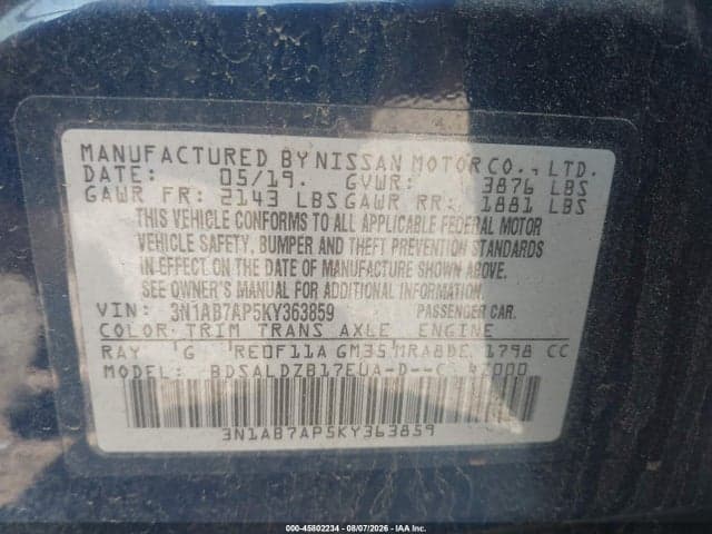 2019 NISSAN SENTRA SV 9