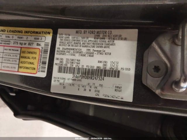 2017 FORD FUSION SE 9