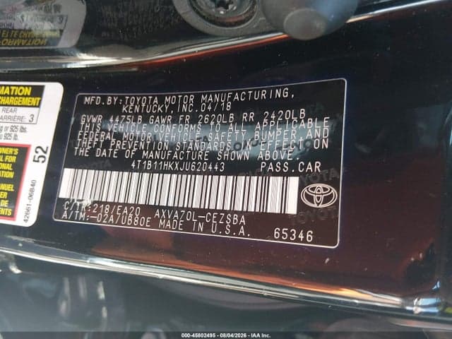 2018 TOYOTA CAMRY SE 9