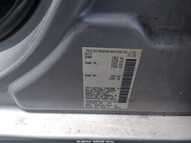 2020 NISSAN ALTIMA SV FWD 9