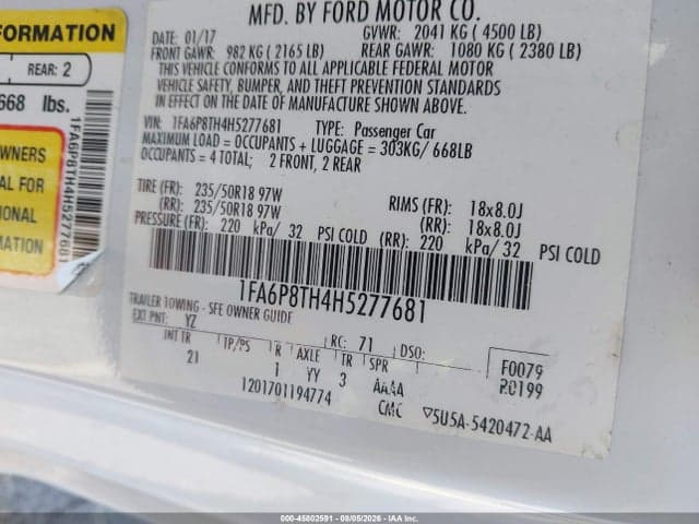 2017 FORD MUSTANG ECOBOOST 9