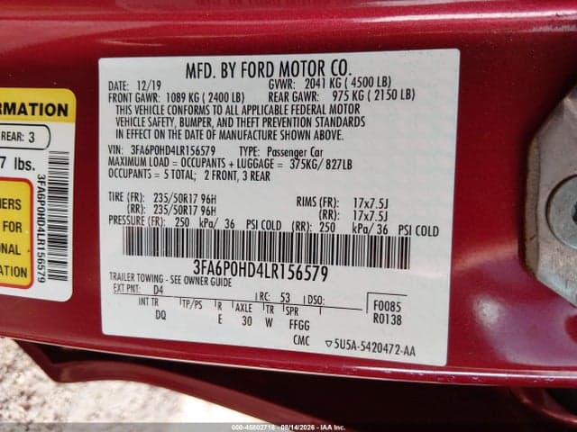 2020 FORD FUSION SE 9