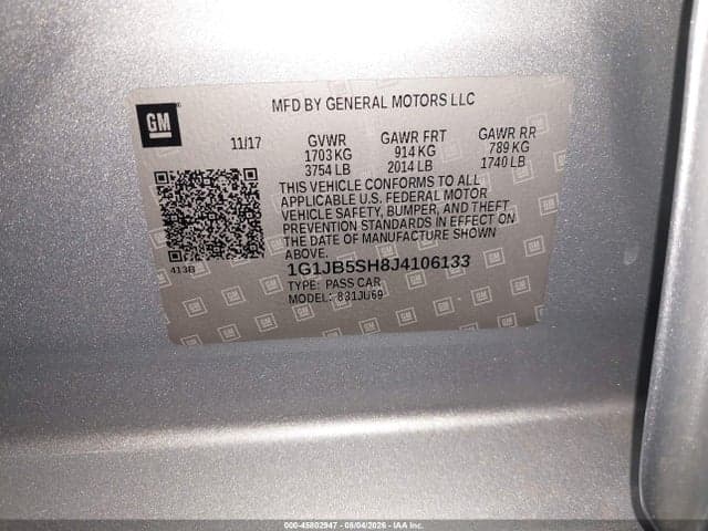 2018 CHEVROLET SONIC LS AUTO 9