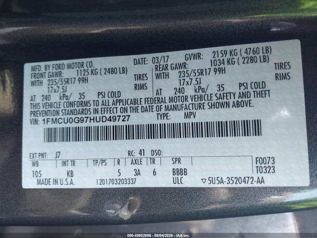 2017 FORD ESCAPE SE 9