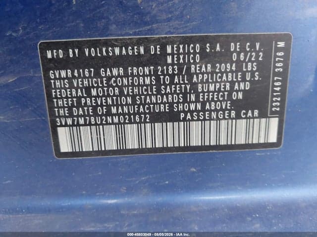 2022 VOLKSWAGEN JETTA 1.5T SE 9