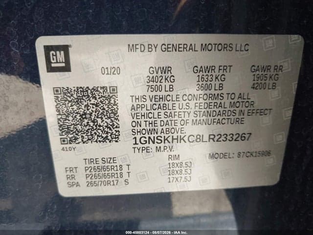2020 CHEVROLET SUBURBAN 4WD LT 9