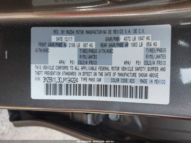 2018 MAZDA MAZDA3 TOURING 9