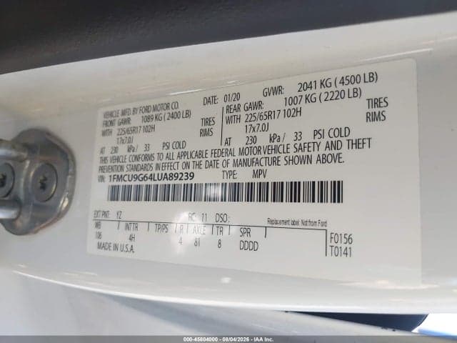 2020 FORD ESCAPE SE 9