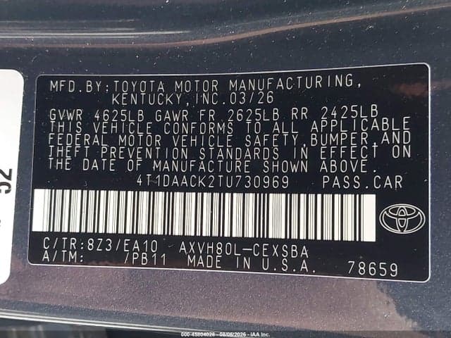 2026 TOYOTA CAMRY SE 9