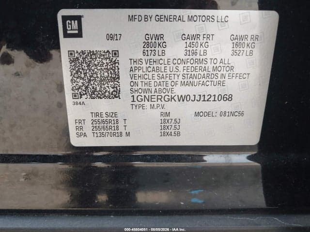 2018 CHEVROLET TRAVERSE LT CLOTH 9
