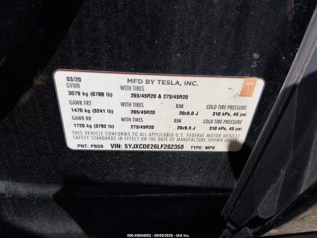 2020 TESLA MODEL X LONG RANGE DUAL MOTOR ALL-WHEEL DRIVE/LONG RANGE PLUS DUAL MOTOR ALL-WHEEL DRIVE 9