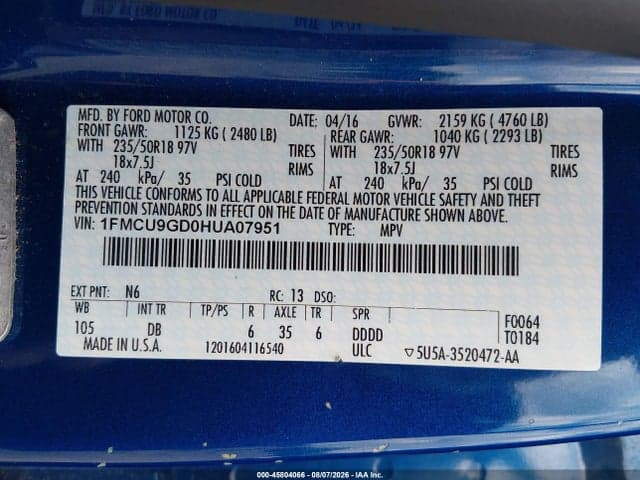 2017 FORD ESCAPE SE 9