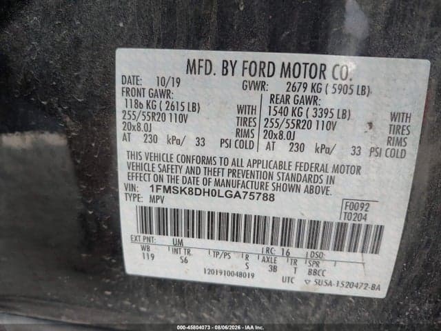 2020 FORD EXPLORER XLT 9