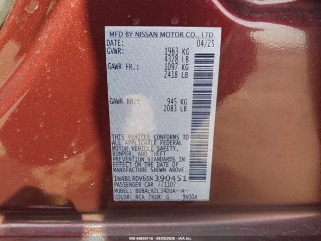 2025 NISSAN ALTIMA SV FWD 9