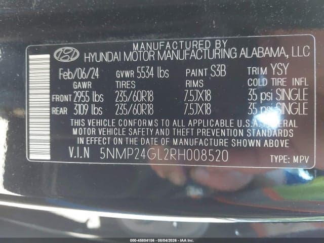 2024 HYUNDAI SANTA FE SEL 9
