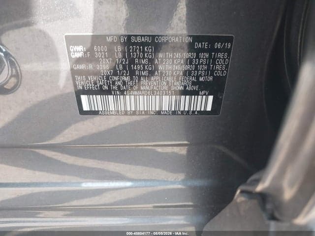 2020 SUBARU ASCENT TOURING 9