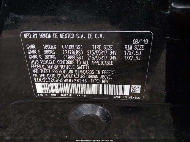 2019 HONDA HR-V EX 9