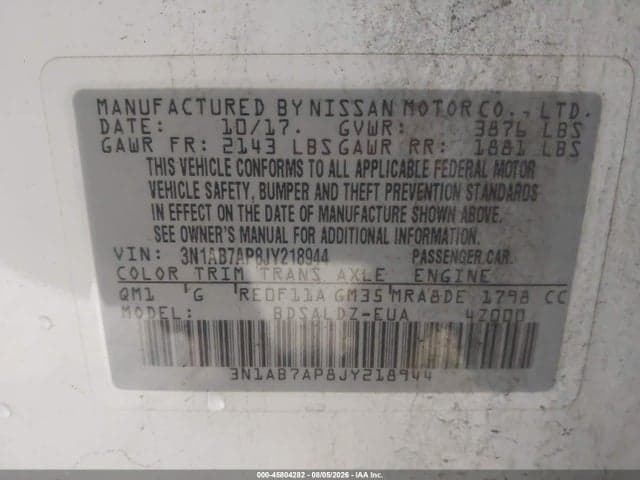2018 NISSAN SENTRA SV 9