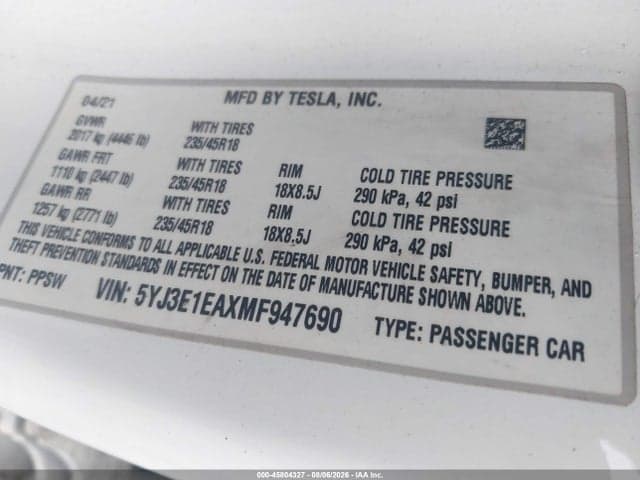 2021 TESLA MODEL 3 STANDARD RANGE PLUS REAR-WHEEL DRIVE 9