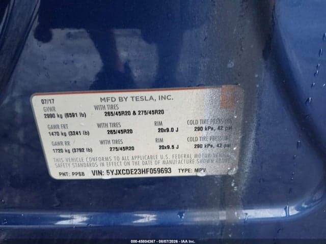 2017 TESLA MODEL X 100D/75D/90D 9
