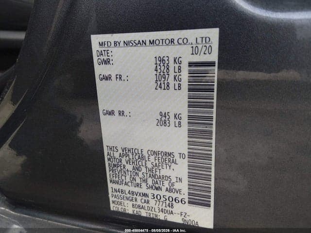 2021 NISSAN ALTIMA S FWD 9