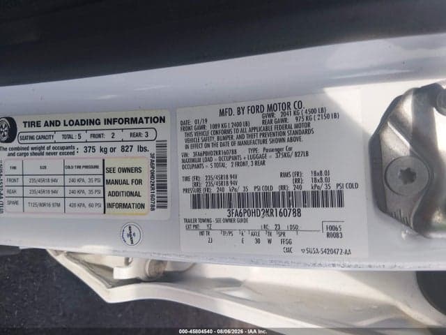 2019 FORD FUSION SE 9