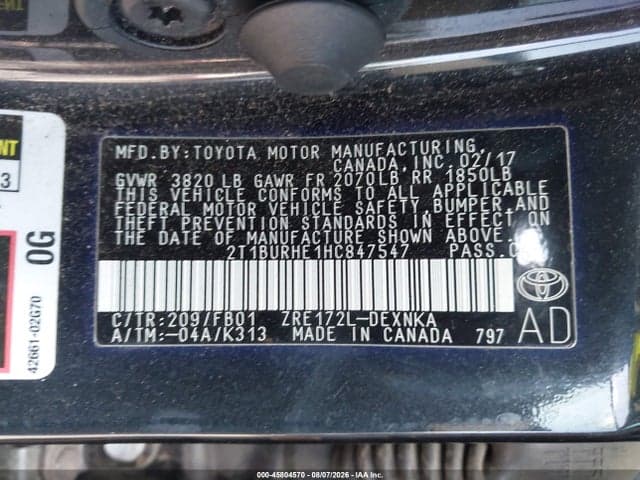 2017 TOYOTA COROLLA LE 9