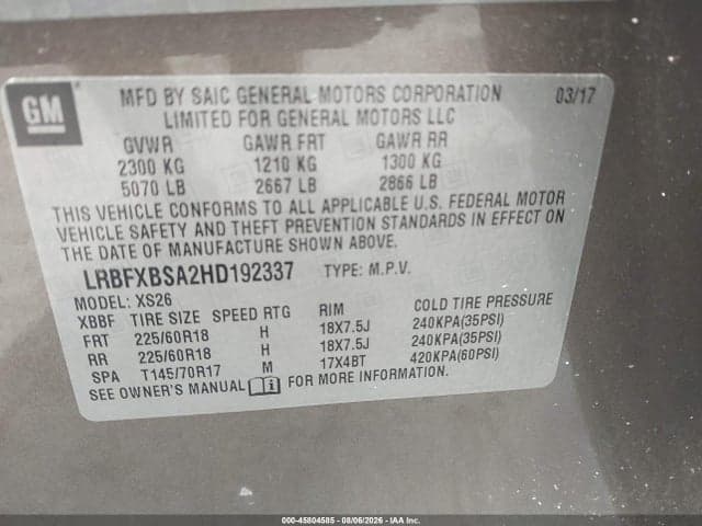 2017 BUICK ENVISION ESSENCE 9