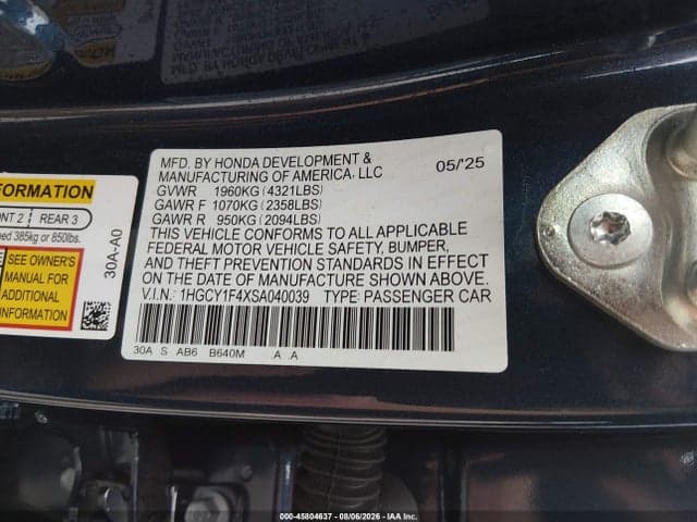 2025 HONDA ACCORD SE 9