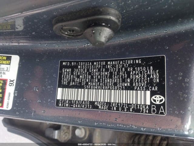 2017 TOYOTA COROLLA L 9