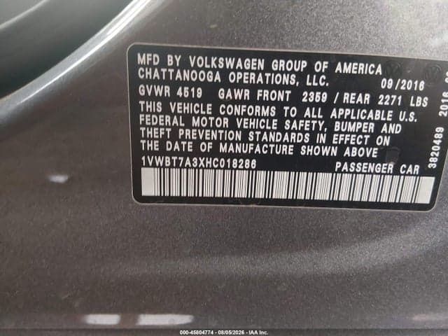 2017 VOLKSWAGEN PASSAT 1.8T SE 9