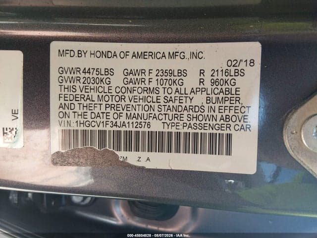 2018 HONDA ACCORD SPORT 9